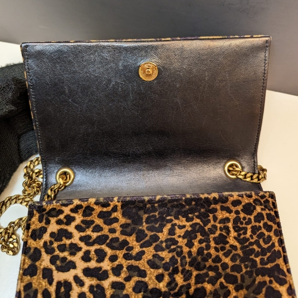 ✨️💎authentic YSL Yves Saint Laurent leopard velvet monogram kate chain - Picture 14 of 16